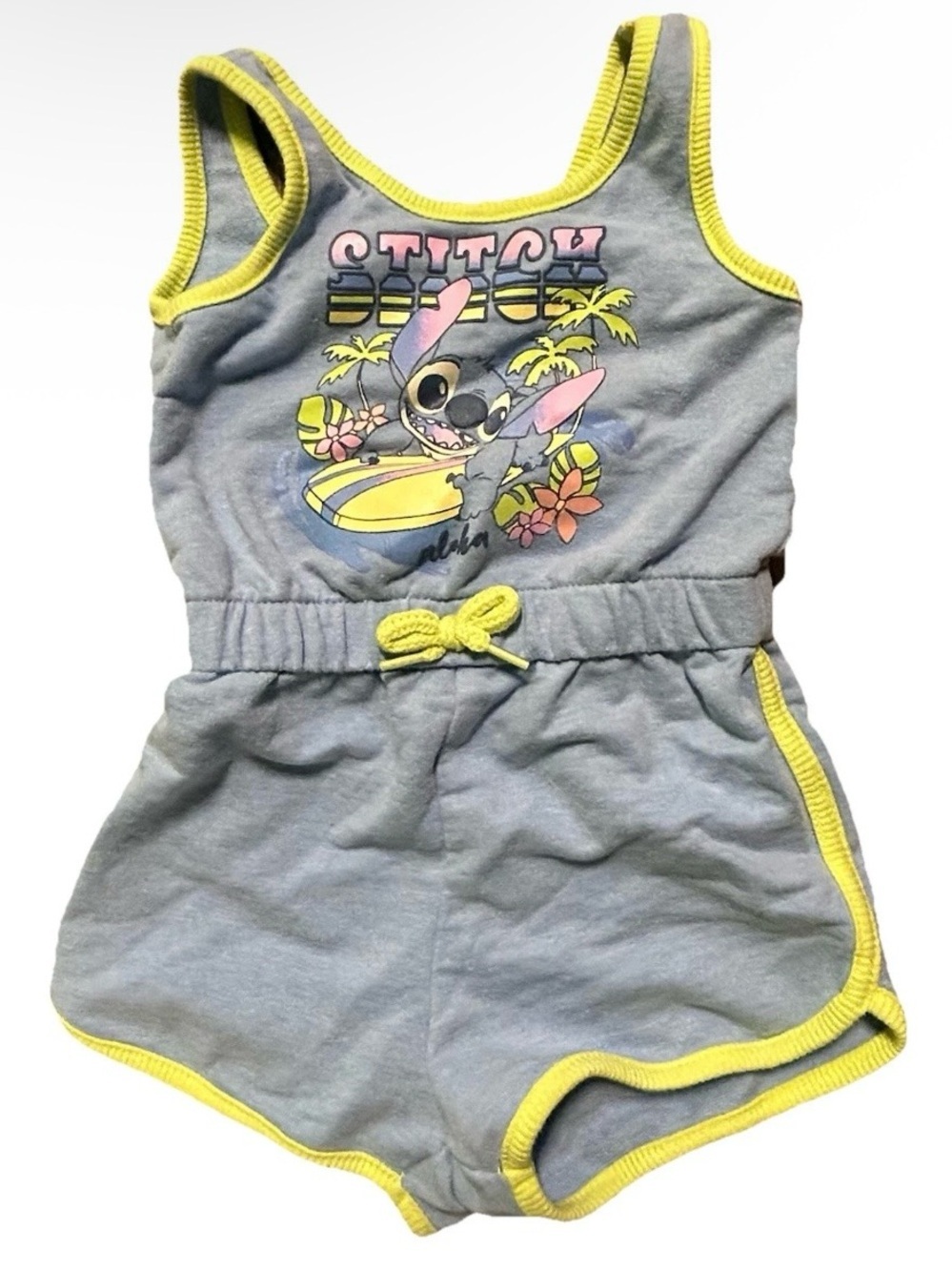 Toddler Girl Disney Stitch Blue Tank Top Romper Summer Size 2T